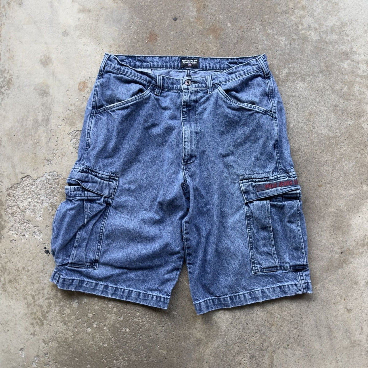 PANTALONES CORTOS VAQUEROS DE POLO DE LA DÉCADA DE 2000 RALPH LAUREN, PANTALONES CORTOS DE PATINISTA DE VAQUERO CARGO Y HONDUENOS