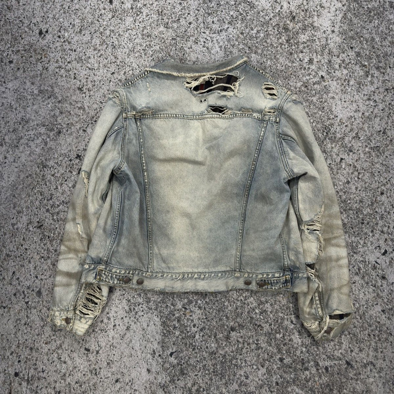 R13 Distressed Thrashed Faded Refurbished Denim Jacket