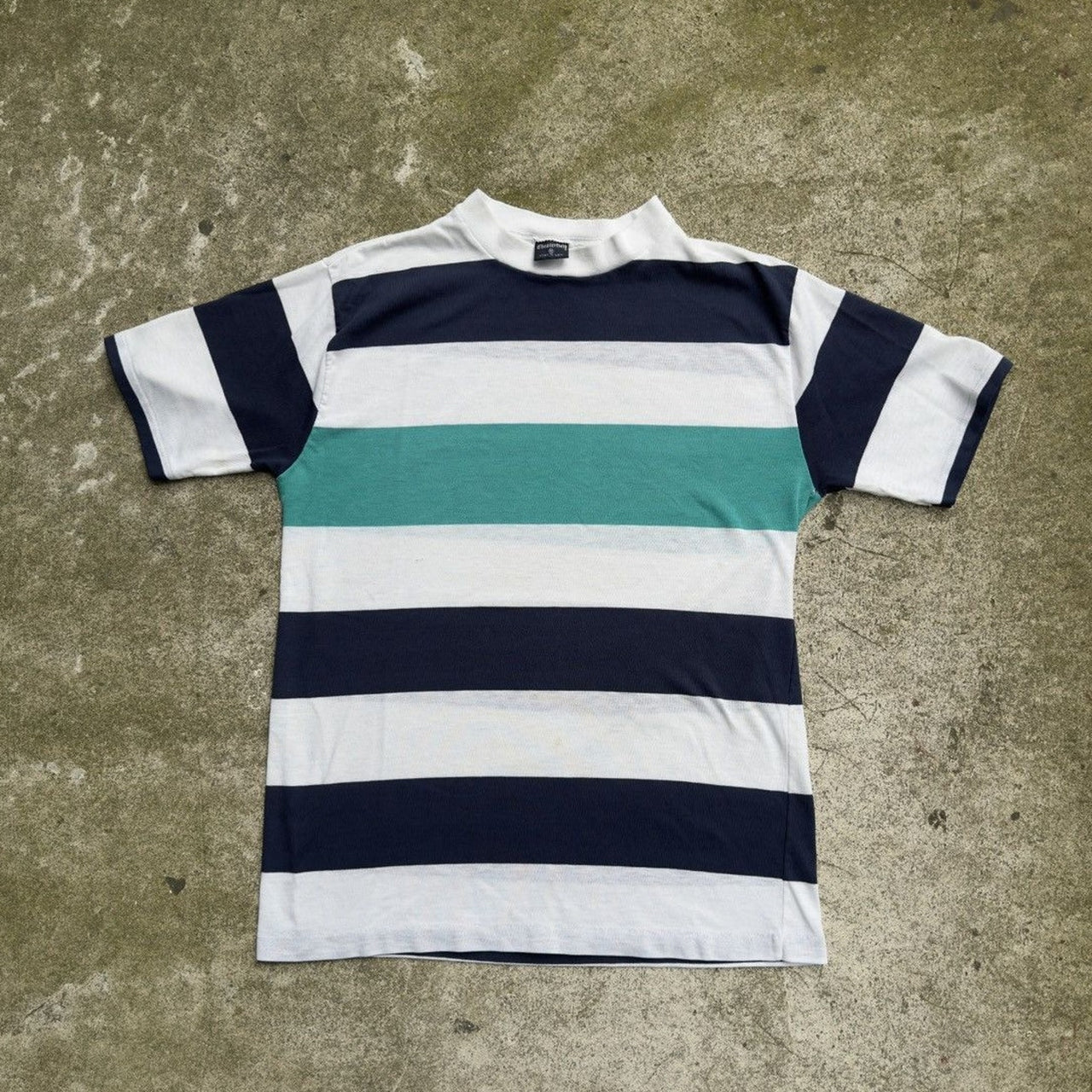 1970s Striped Blue Thrashed Paper Thin Tee
