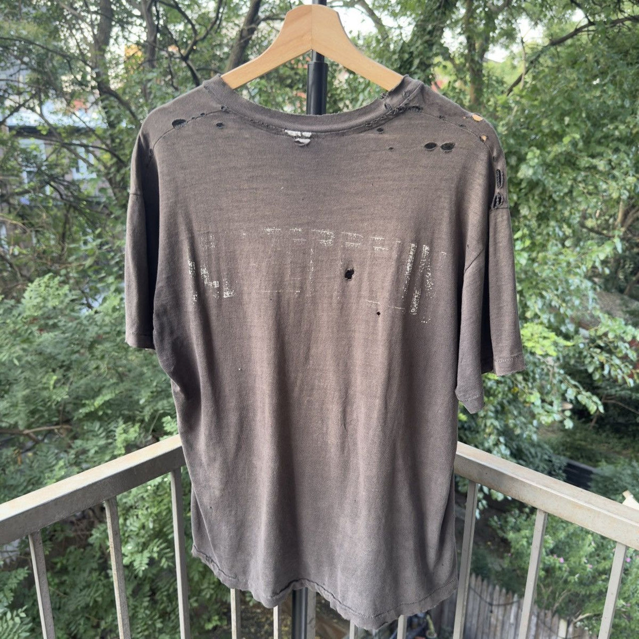 1980s Led Zeppelin Zoso Thrashed Band Tee