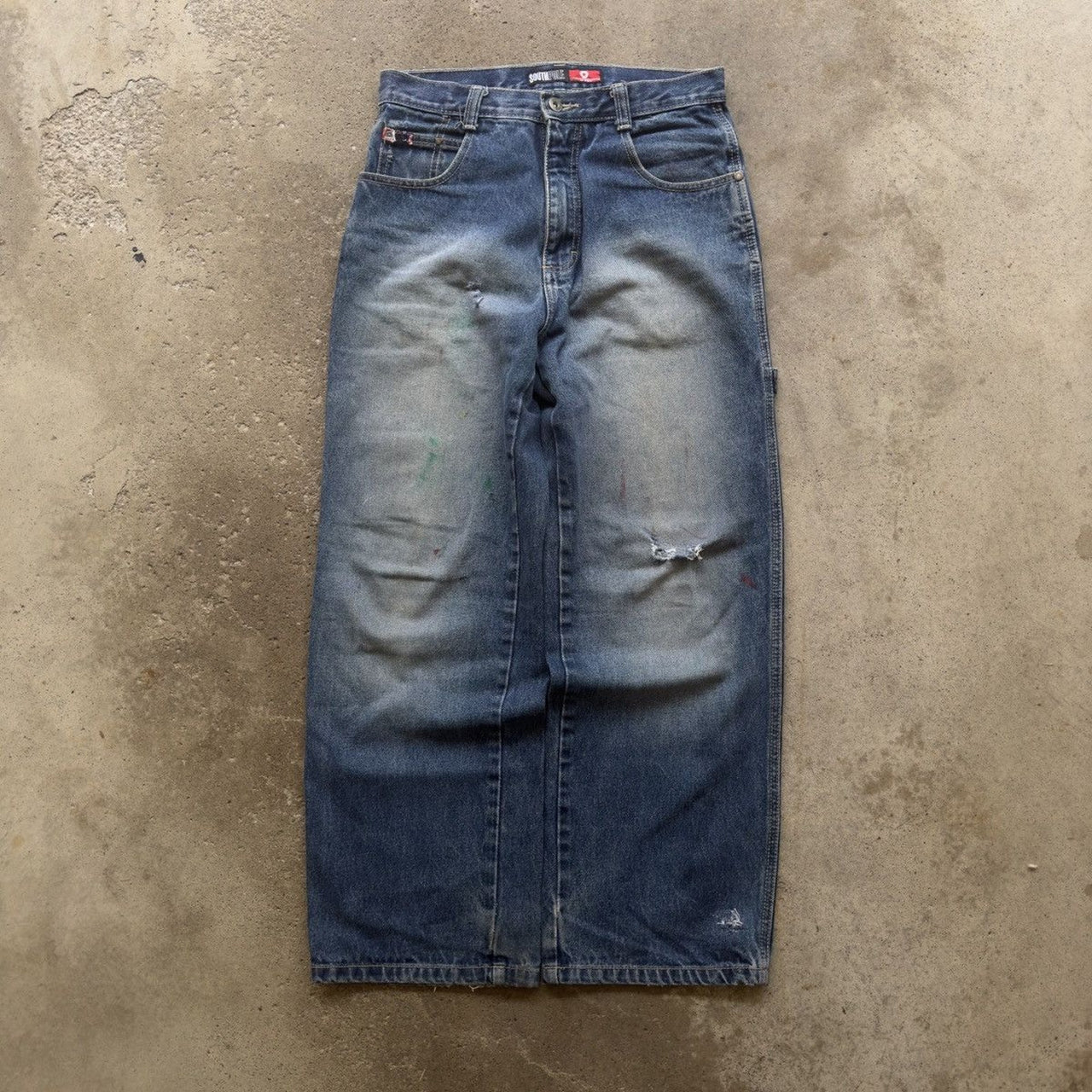 2000年代 Y2K サウスポール スラッシュド フェードデニム スケータージーンズ