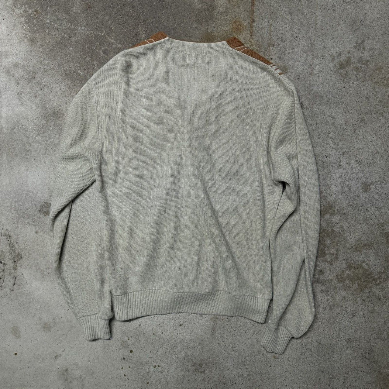 1960s 1970s Sears Striped Acrylic Cardigan Sweater