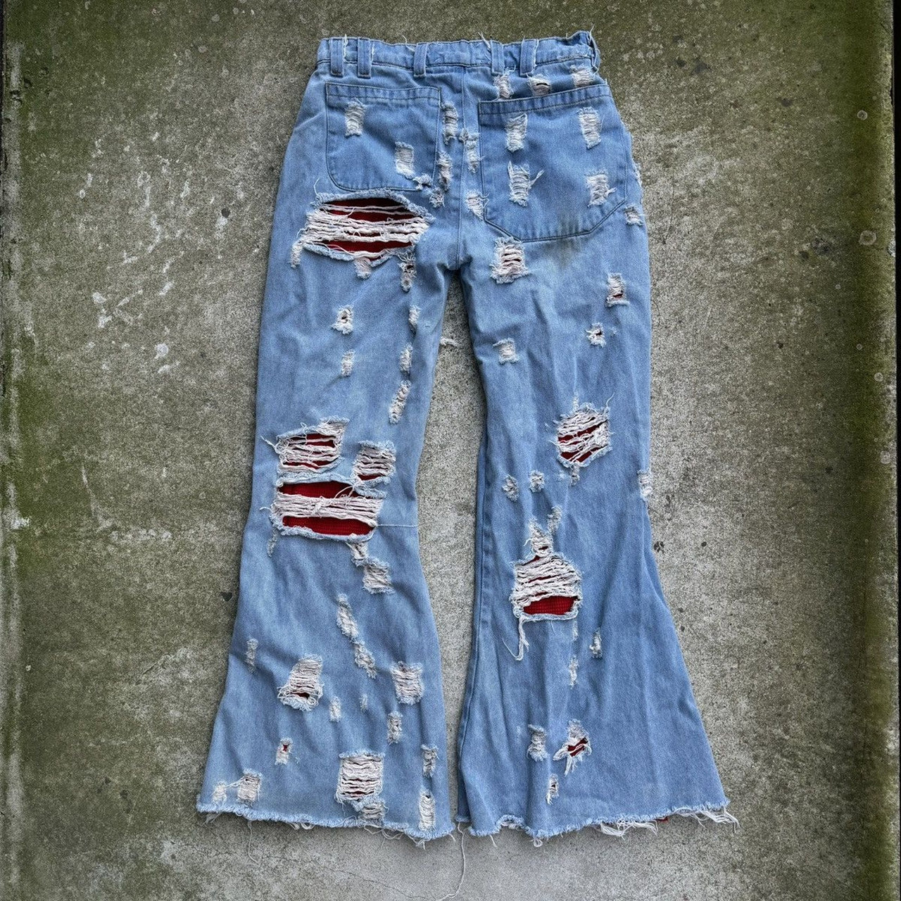 ダショリ ダーティーパンク スラッシュド ダブルレイヤー バギーデニムジーンズ