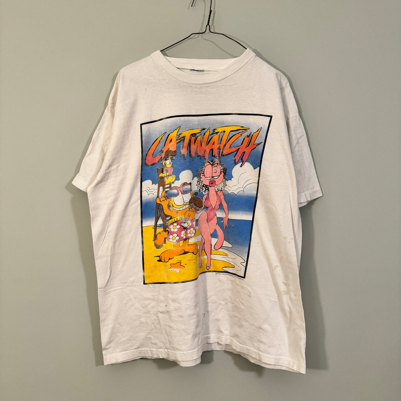 1990s Garfield Catwatch Baywatch Tee