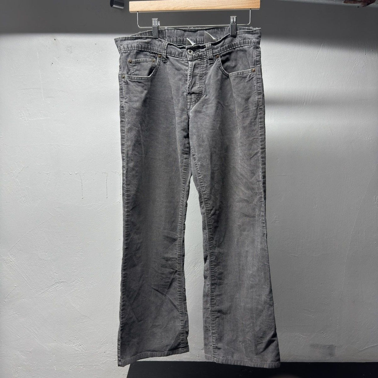 2000s Low Rise Thrashed Faded Distressed Corduroy Pants