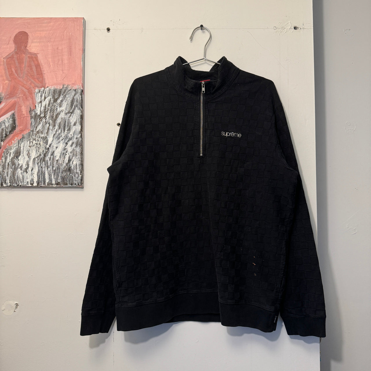 SUPREME SS15 HERRINGBONE CHECK HALF ZIP PULLOVER