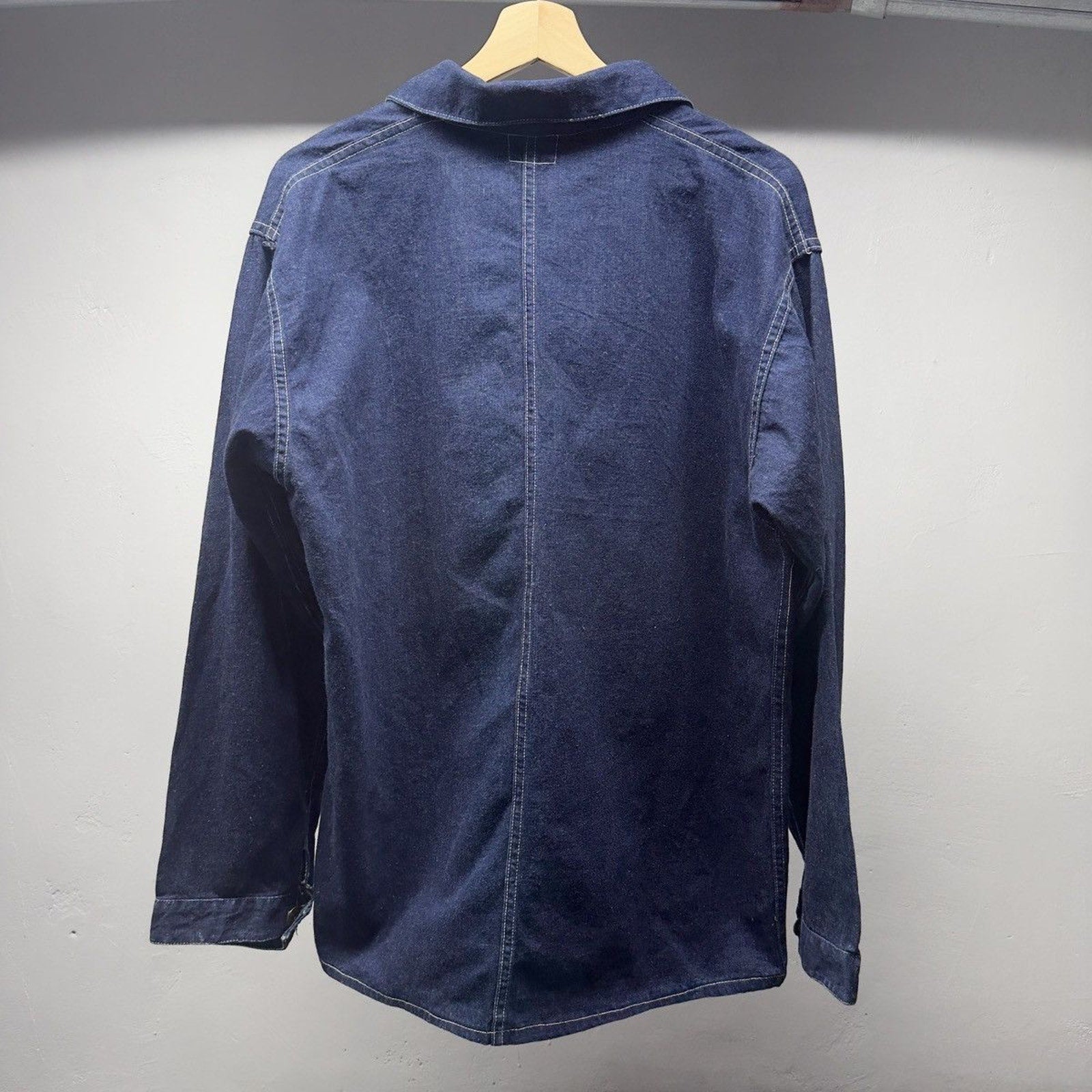 1930s 1940s WW2 One Pocket Selvedge Denim Chore Coat Union Made 