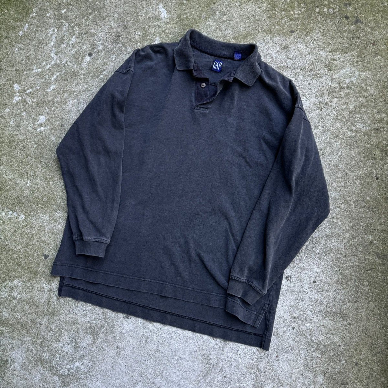 1990s Gap Oversized Faded Black Cotton Shirt