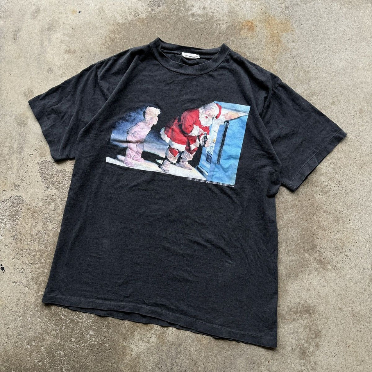 Camiseta promocional navideña de Coca Cola de Santa Claus de los años 90
