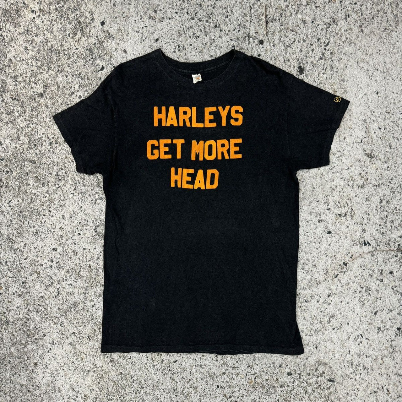 1970s Harley's Get More Head Flock Print Tee