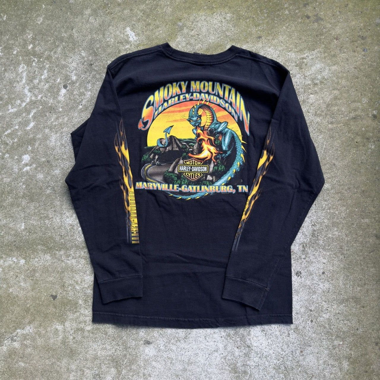 CAMISETA DE MANGA LARGA HARLEY DAVIDSON EAGLE FLAME DE LOS AÑOS 2000