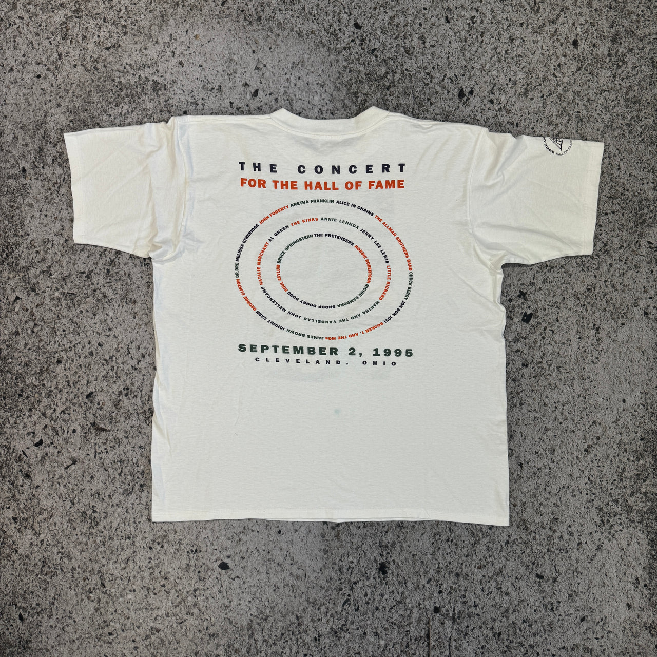 Camiseta del concierto de incorporación al Salón de la Fama del Rock & Roll de Cleveland de 1995