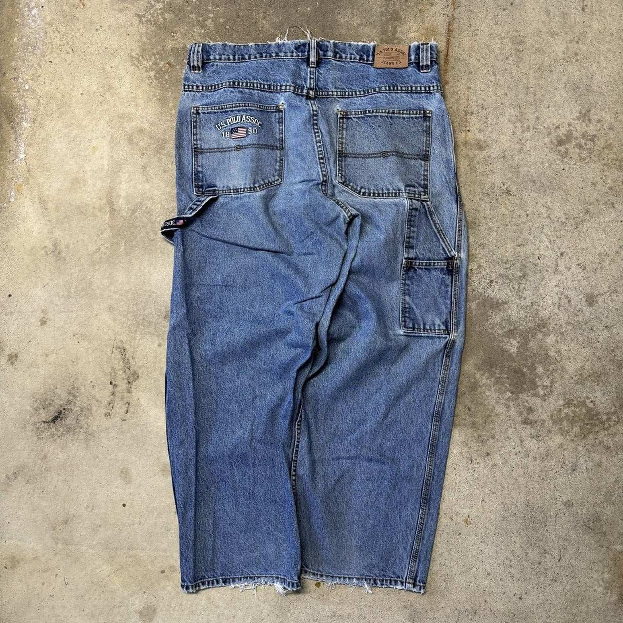 2000s US Polo Assc Thrashed Baggy Wide Leg Jeans