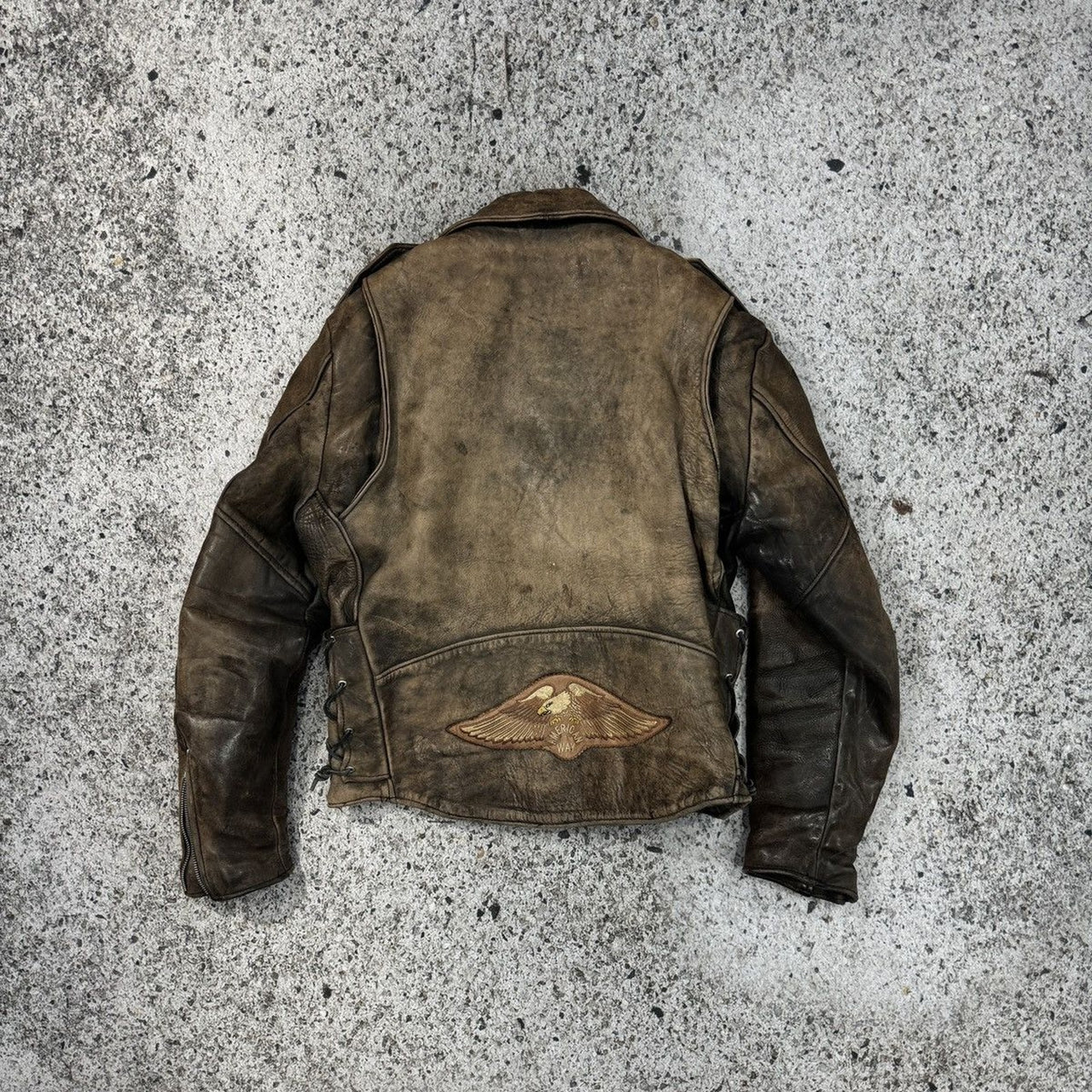 1980s Aged Faded Leather Motorcycle Jacket