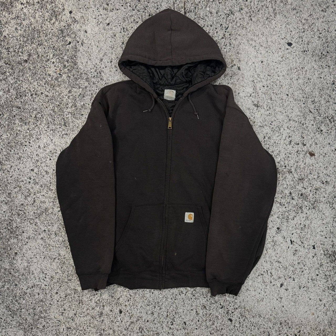 1990s Carhartt Thrashed Faded Lined Heavyweight Zip Up Hoodie