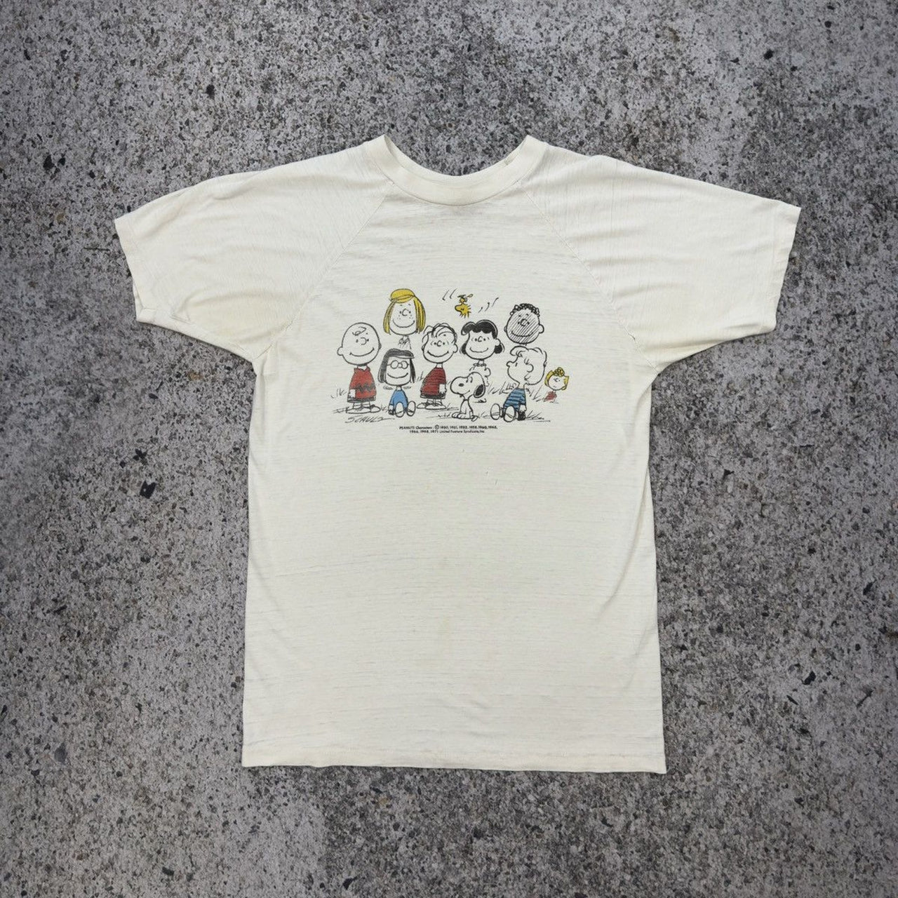 1970s Peanuts Faded Paper Thin Raglan Tee