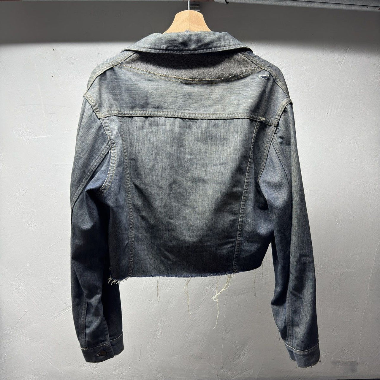 1960s 1970s Sears Thrashed Distressed Selvedge Denim Trucker Jacket