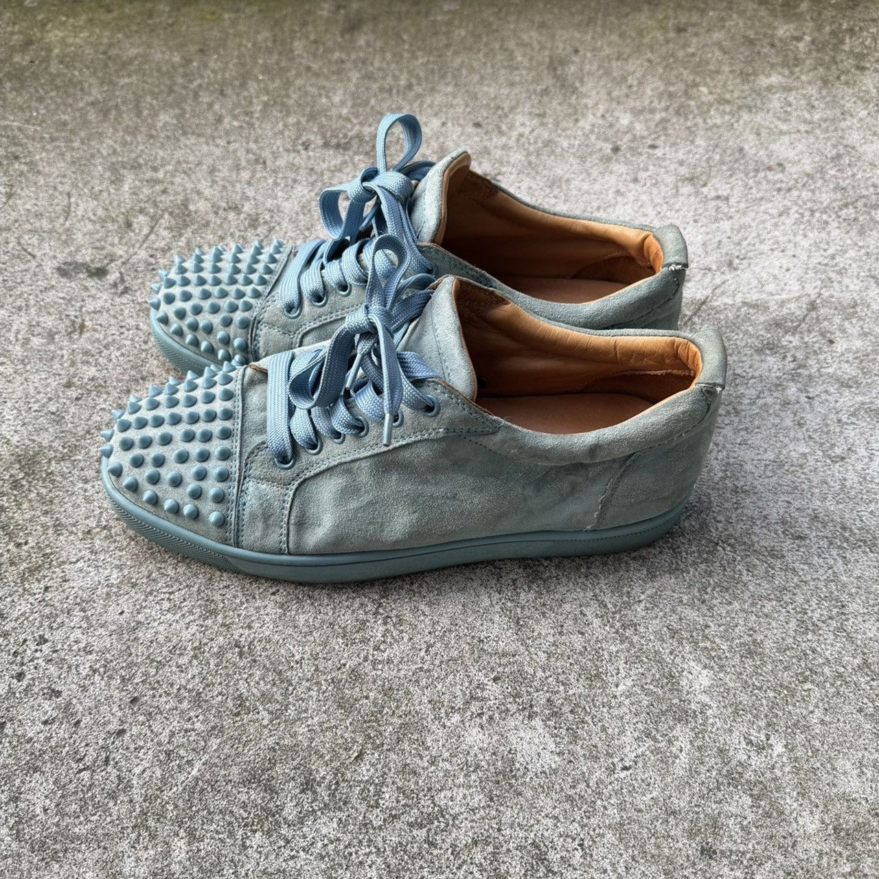 Christian Louboutin Baby Blue Louis Junior Spike Low Top