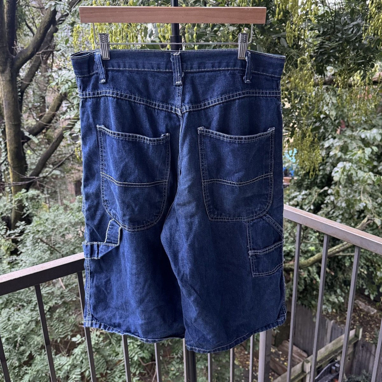 1980s Dark Wash Baggy Denim Work Shorts