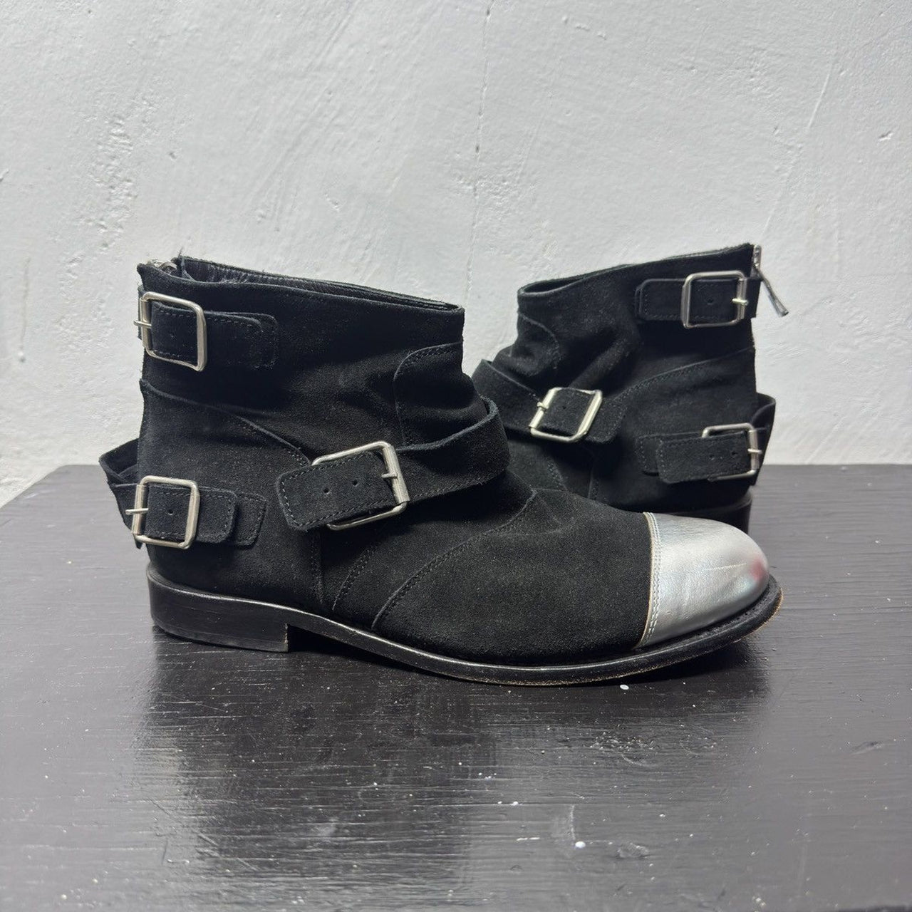 FW15 Balmain x H&M Silver Toe Buckle Boots