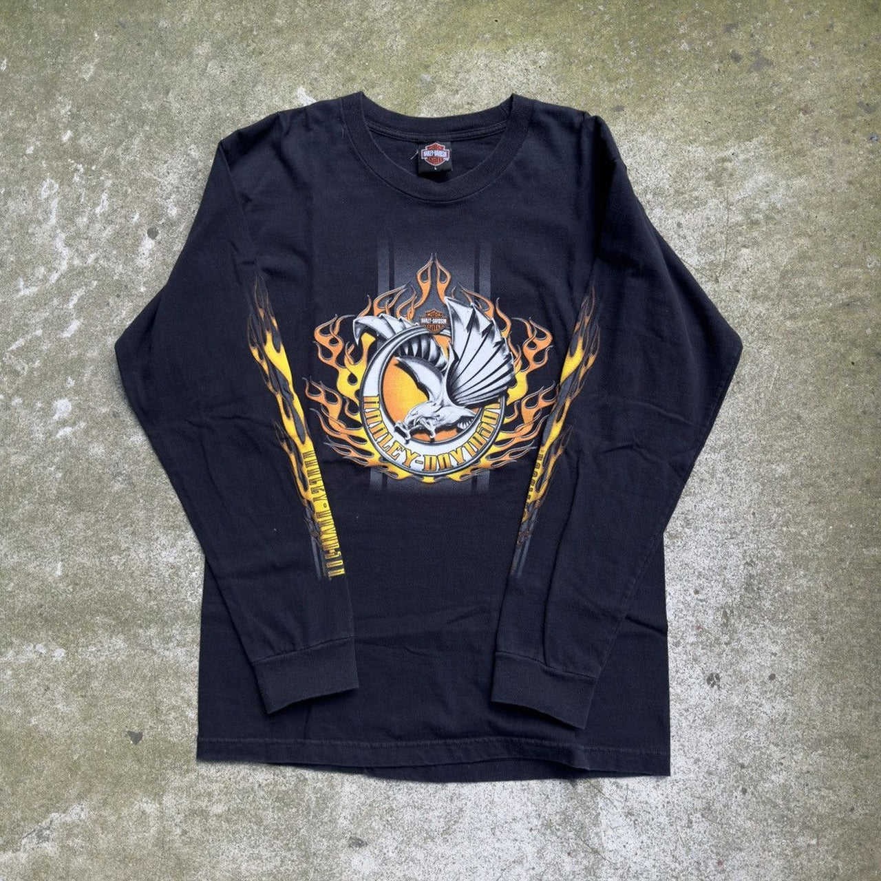 CAMISETA DE MANGA LARGA HARLEY DAVIDSON EAGLE FLAME DE LOS AÑOS 2000