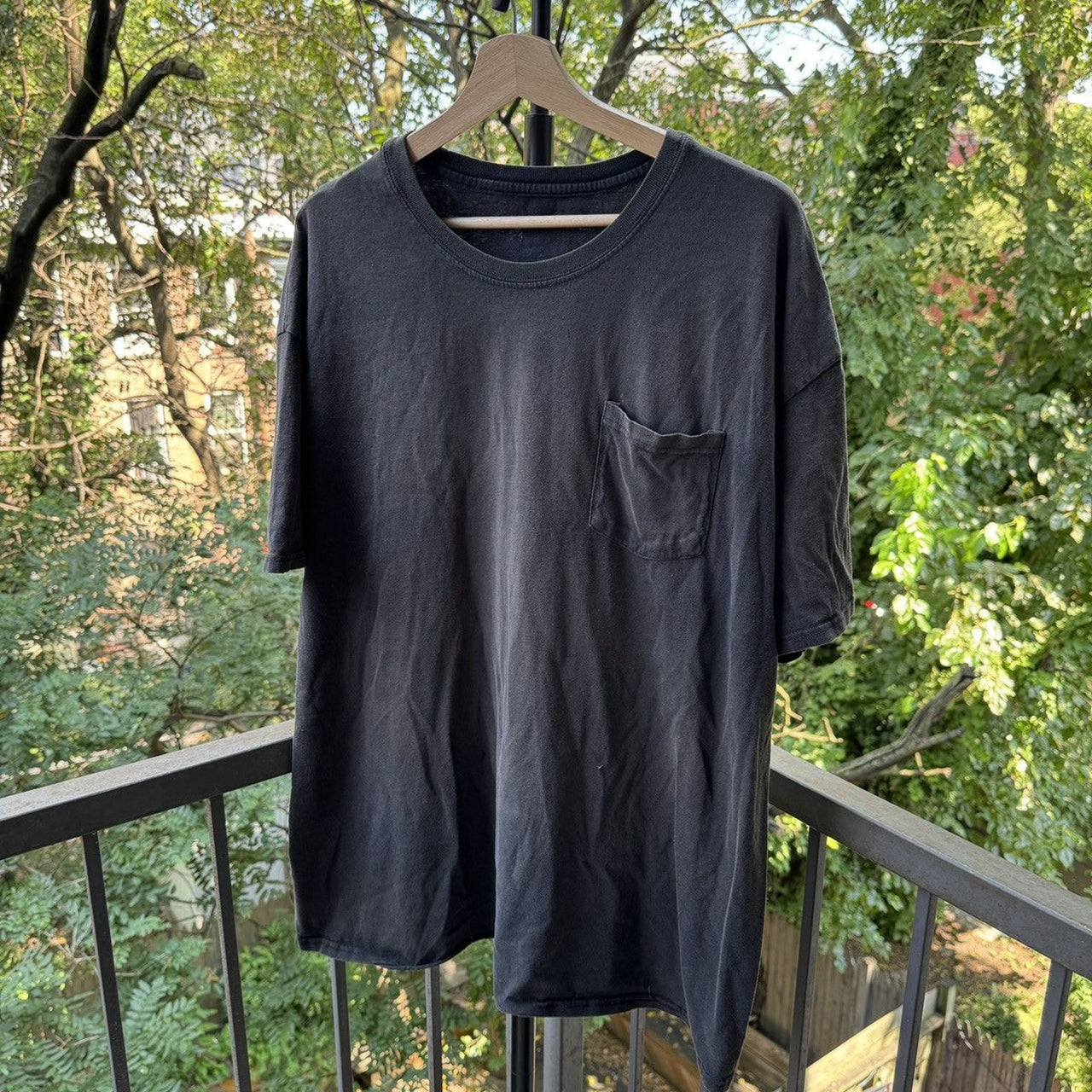 2000s Thrashed Faded Distressed Blank Black Tee