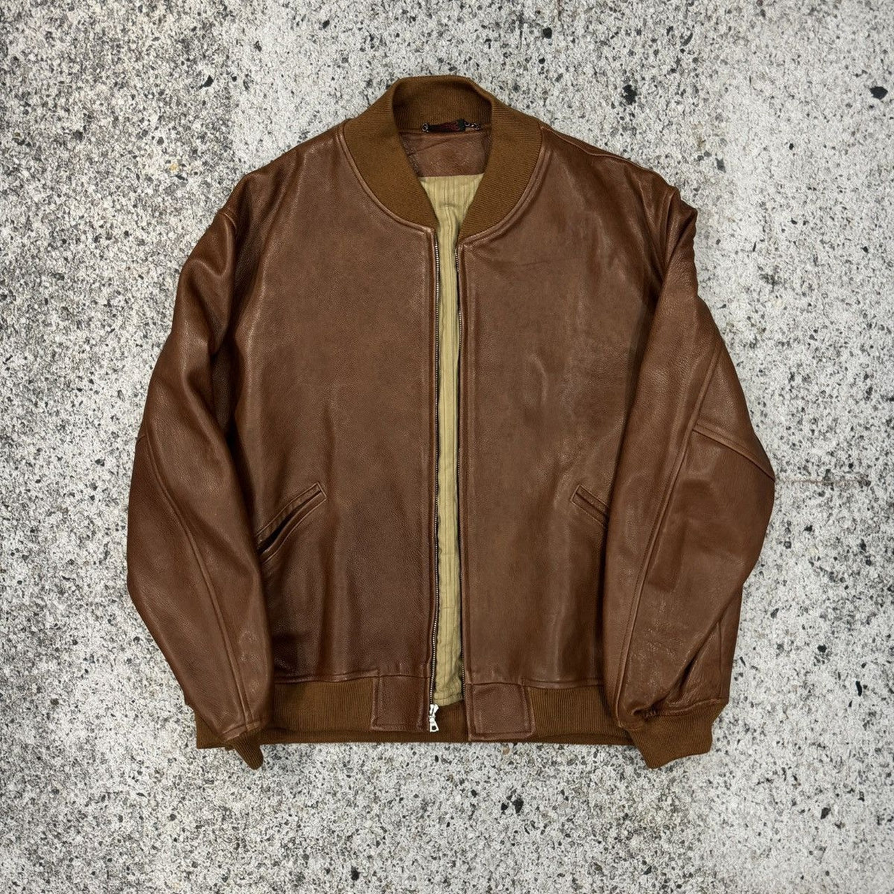 Custom Tailored Made Brown Leather Baseball Jacket