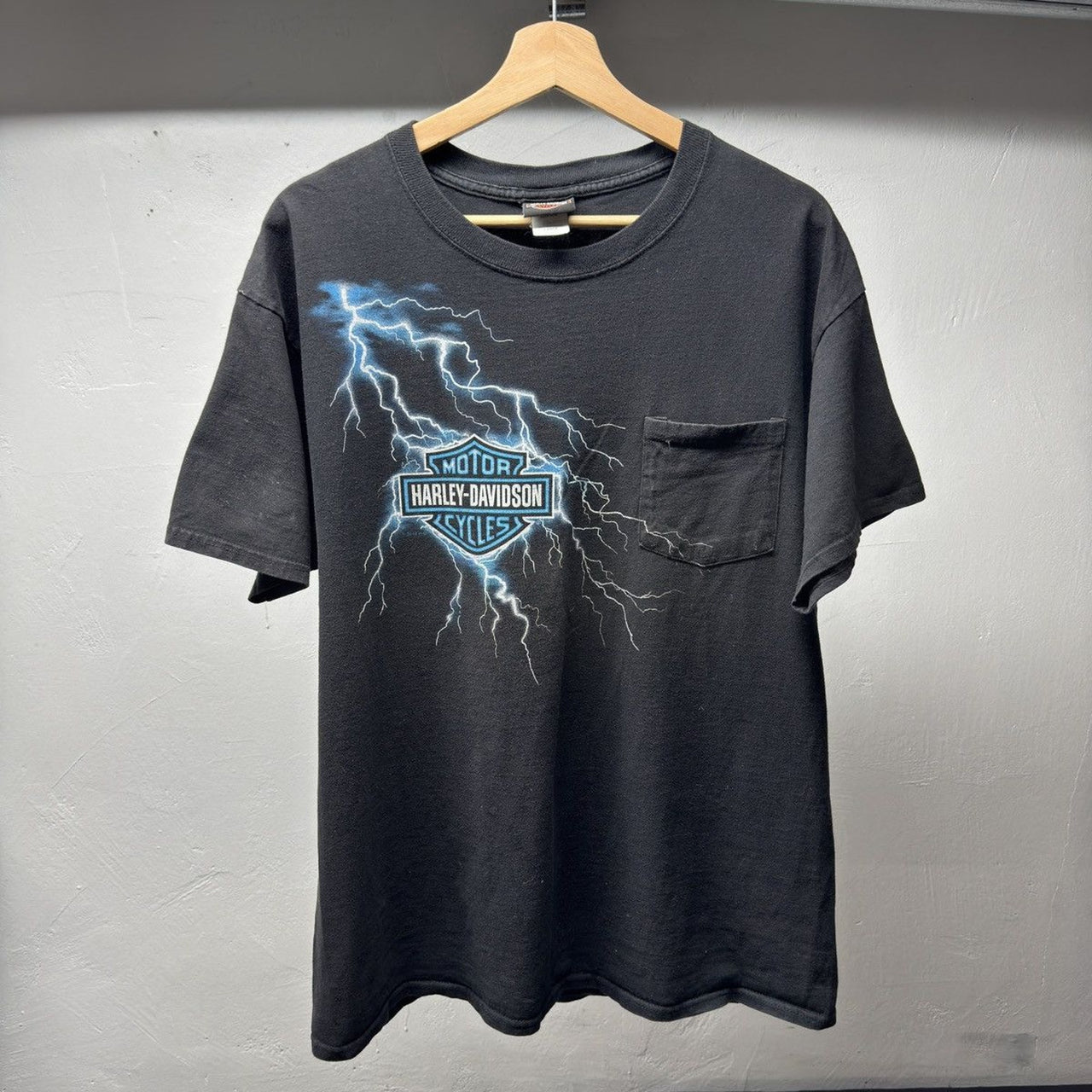 2010s Harley Davidson Lightning Pocket Tee