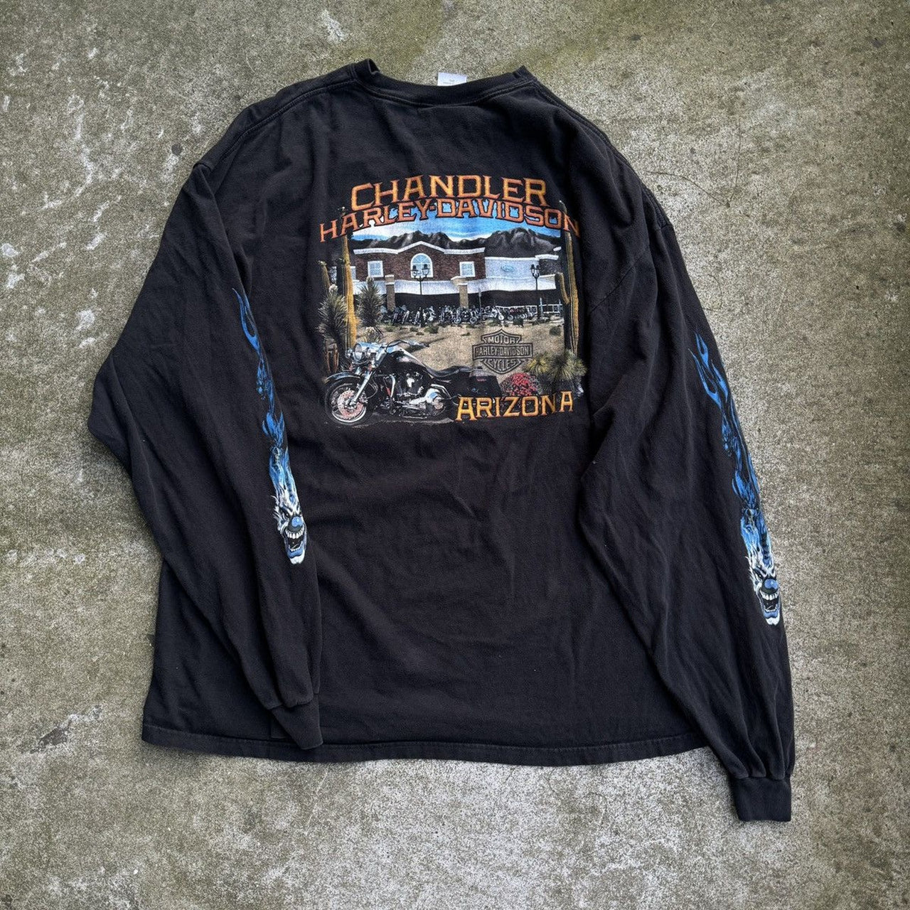 HARLEY DAVIDSON DICE FLAMES CLOWN MANGA LARGA AÑOS 2000
