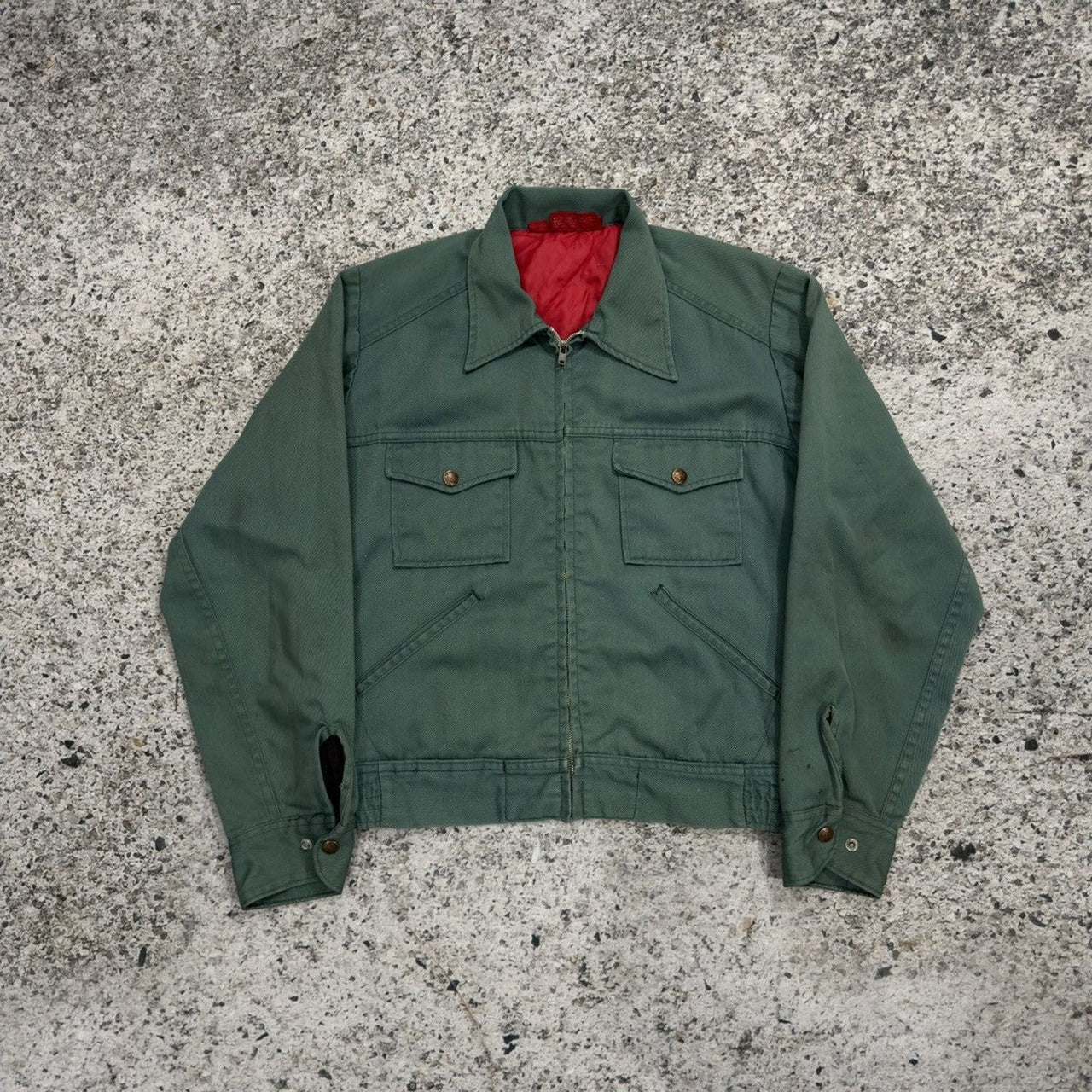 1980s Faded Thrashed Dickies Zip Up Work Jacket