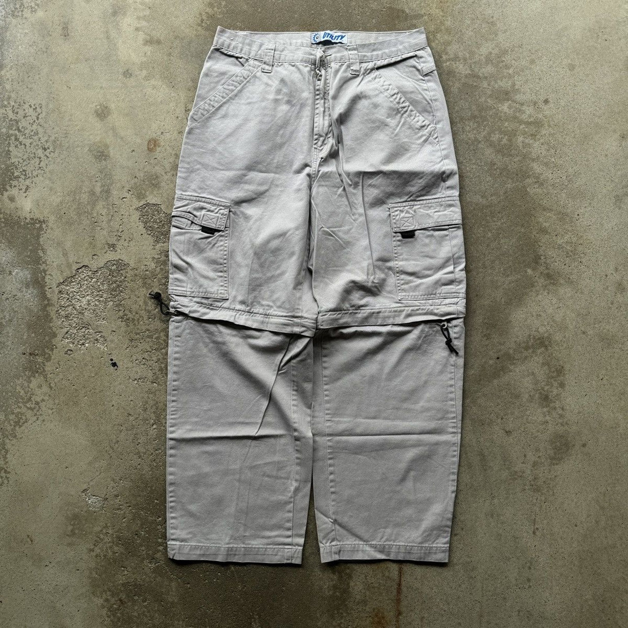 2000s Y2K UTLITY BAGGY TAN CANVAS ZIP OFF SKATER PANTS
