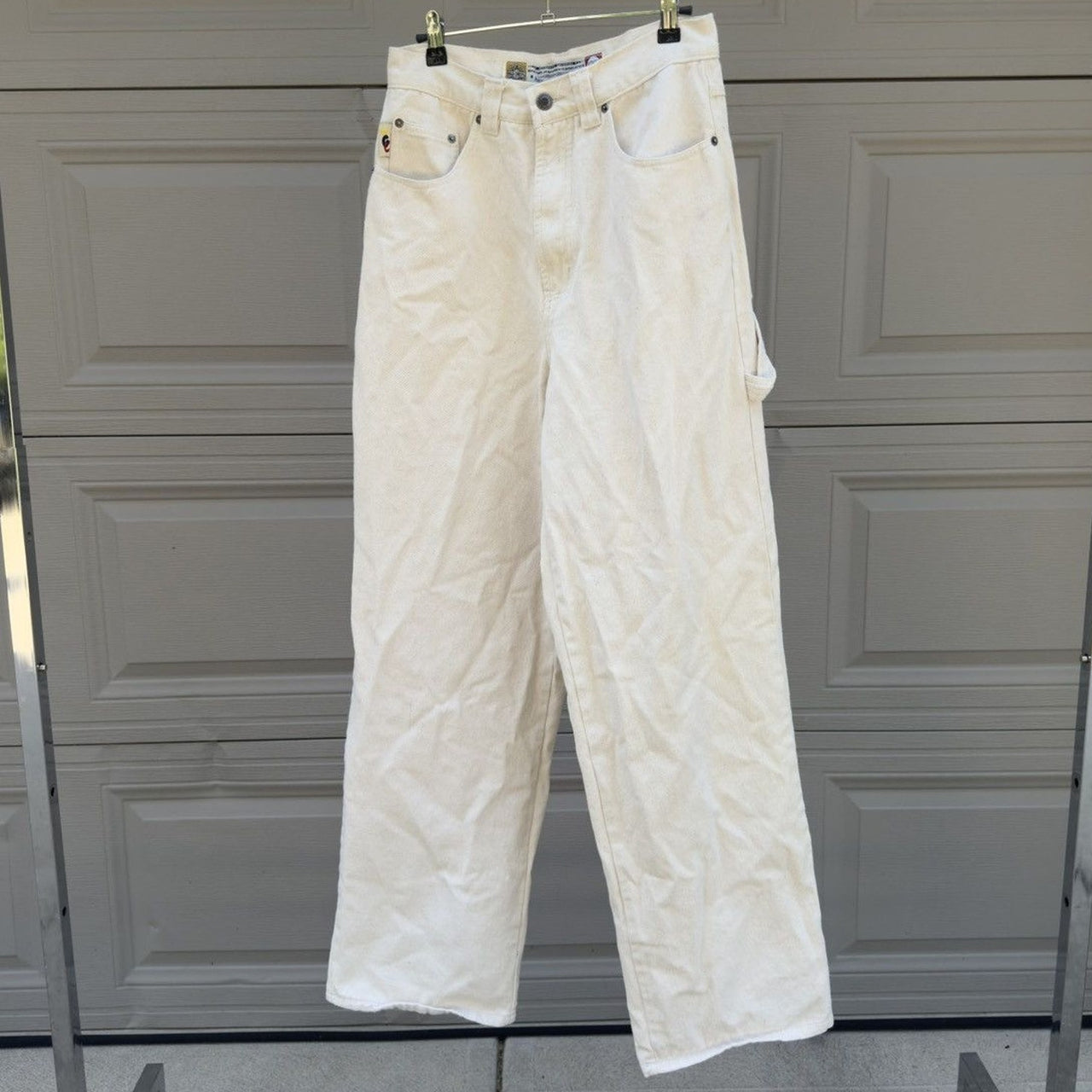 1990s Bugle Boy Cream Wide Leg Skater Carpenter Pants
