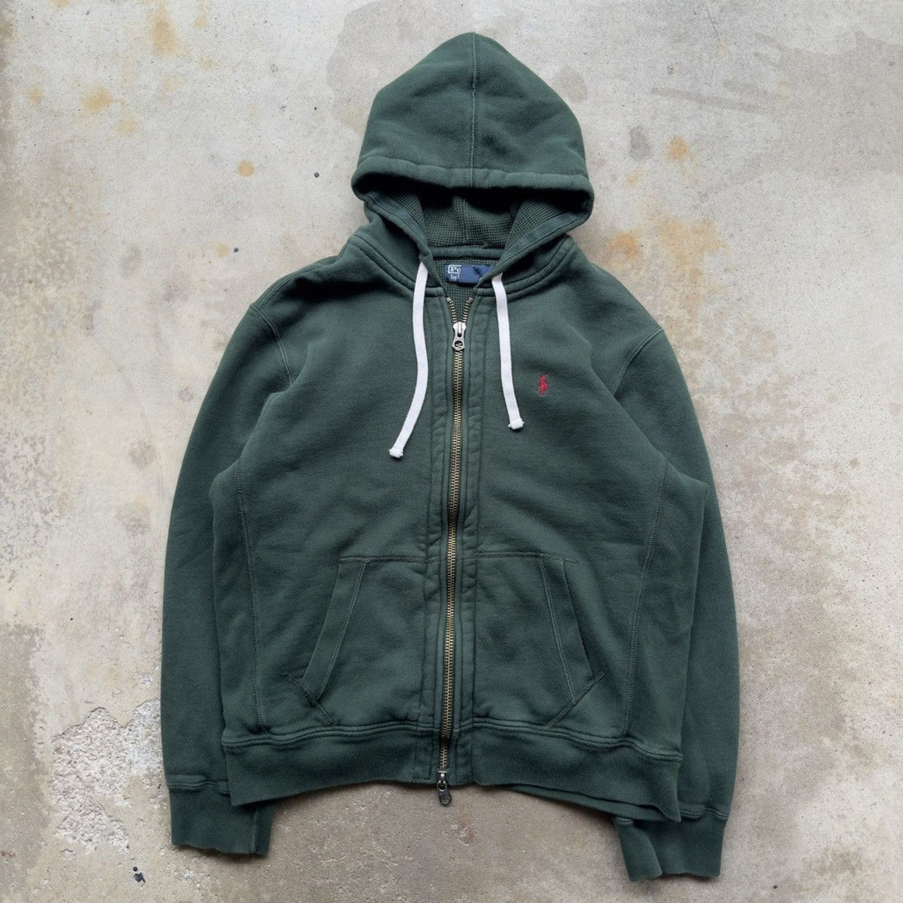 POLO RALPH LAUREN SUDADERA CON CAPUCHA Y CREMALLERA DE PESO PESADO DE LOS AÑOS 90 Y 2000