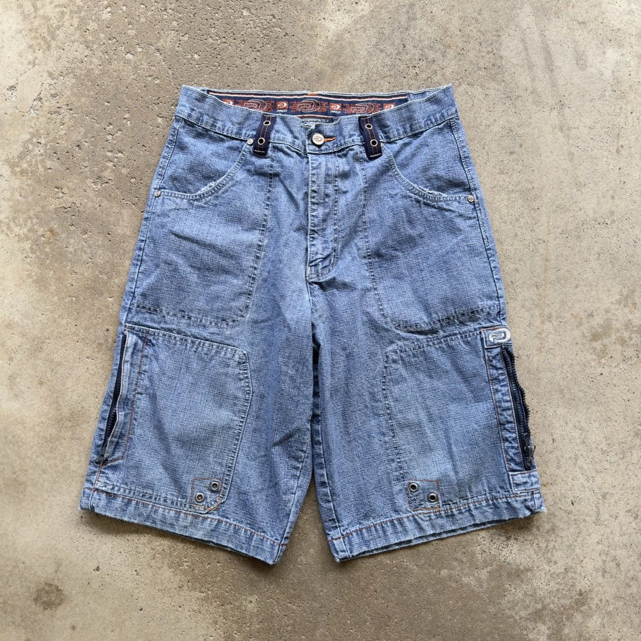 PANTALONES CORTOS DE PATINISTA DE TEJIDO VAQUERO DE PACO, HOLANDA, AÑOS 90/2000, Y2K