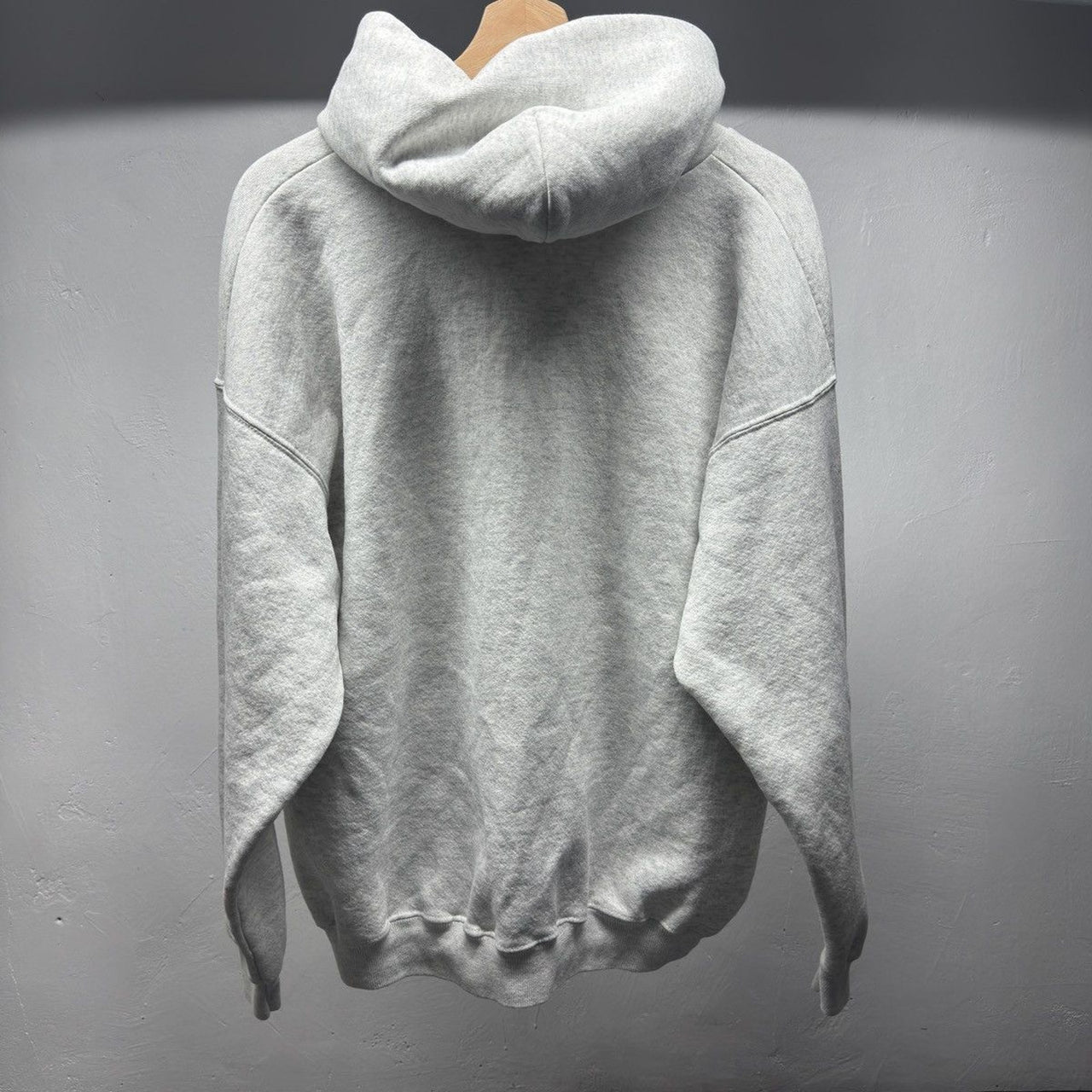 1990s Faded Blank Grey Distressed Cut Hoodie