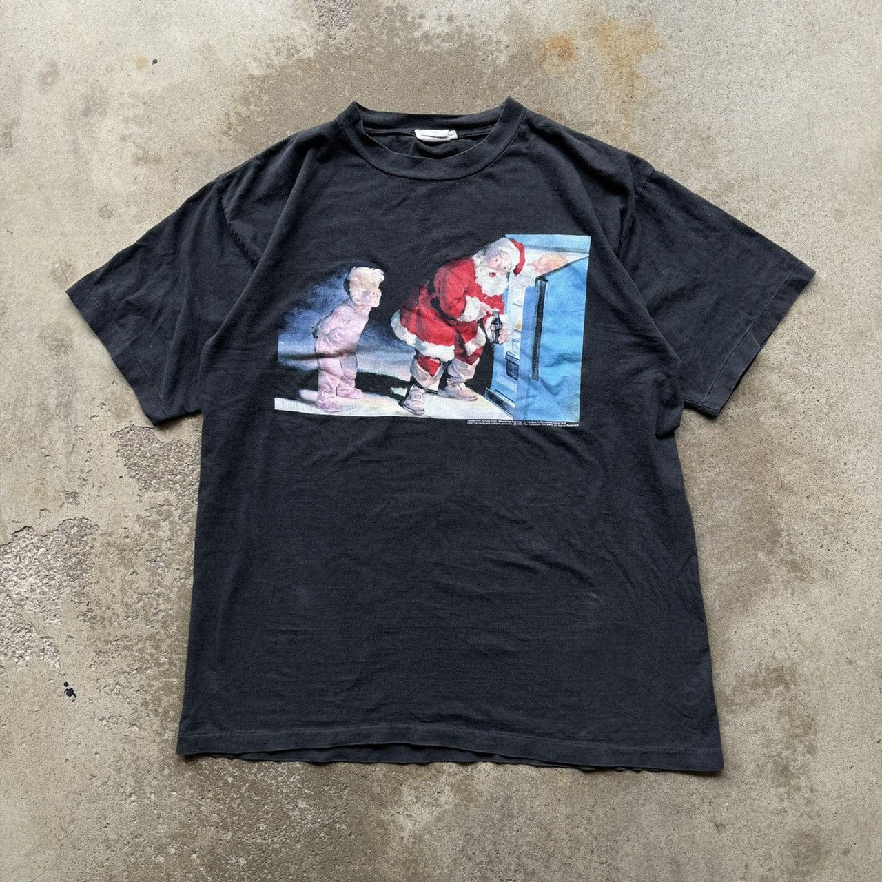 Camiseta promocional navideña de Coca Cola de Santa Claus de los años 90