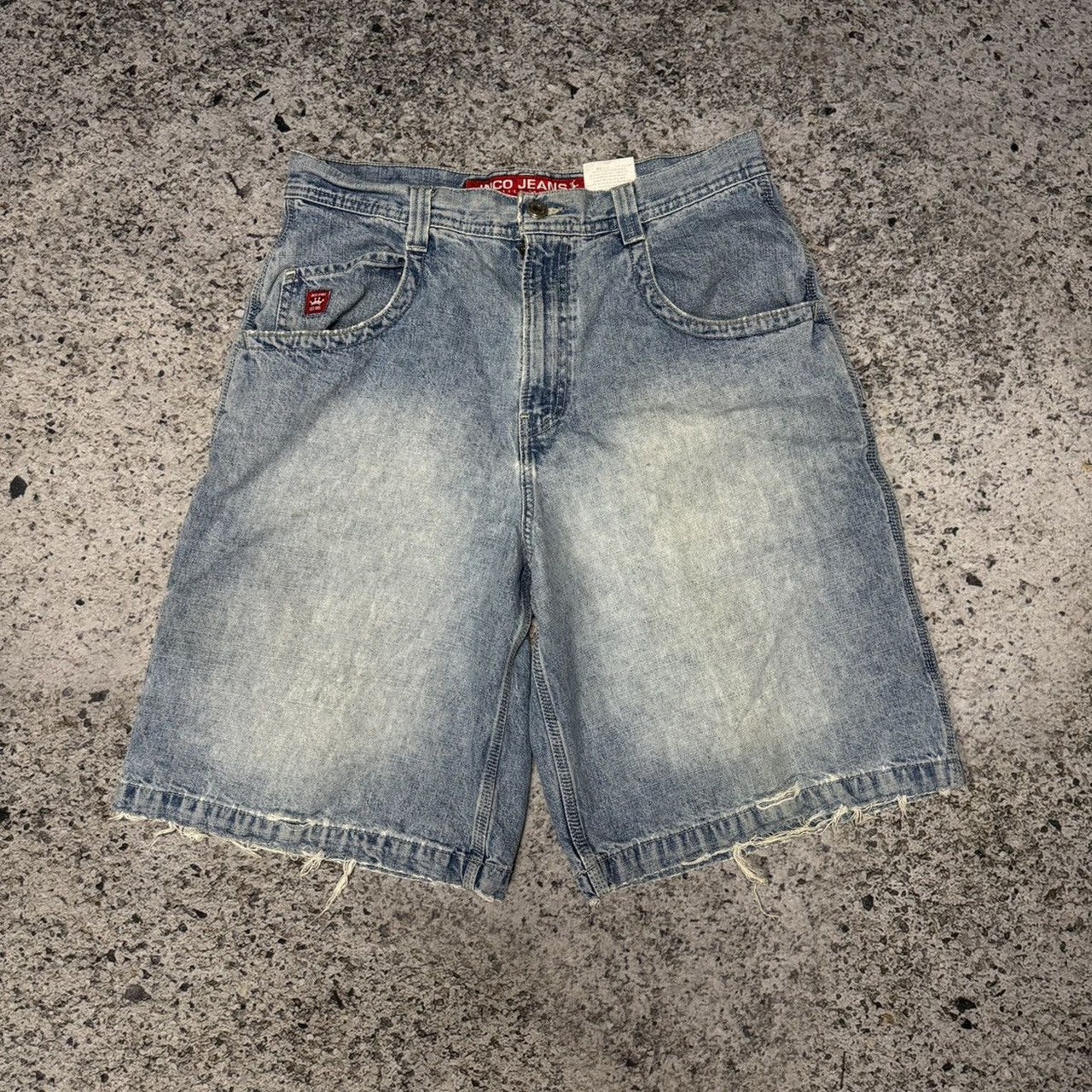 Pantalones cortos de carpintero con corona descolorida y desgastada de Jnco, años 1990/2000, Y2K