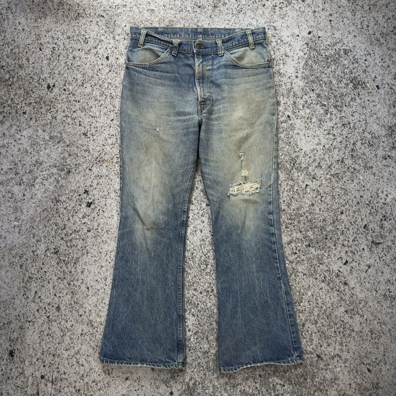 1970s Levi's 646 Orange Tab Flare Bellbottom Denim Jeans