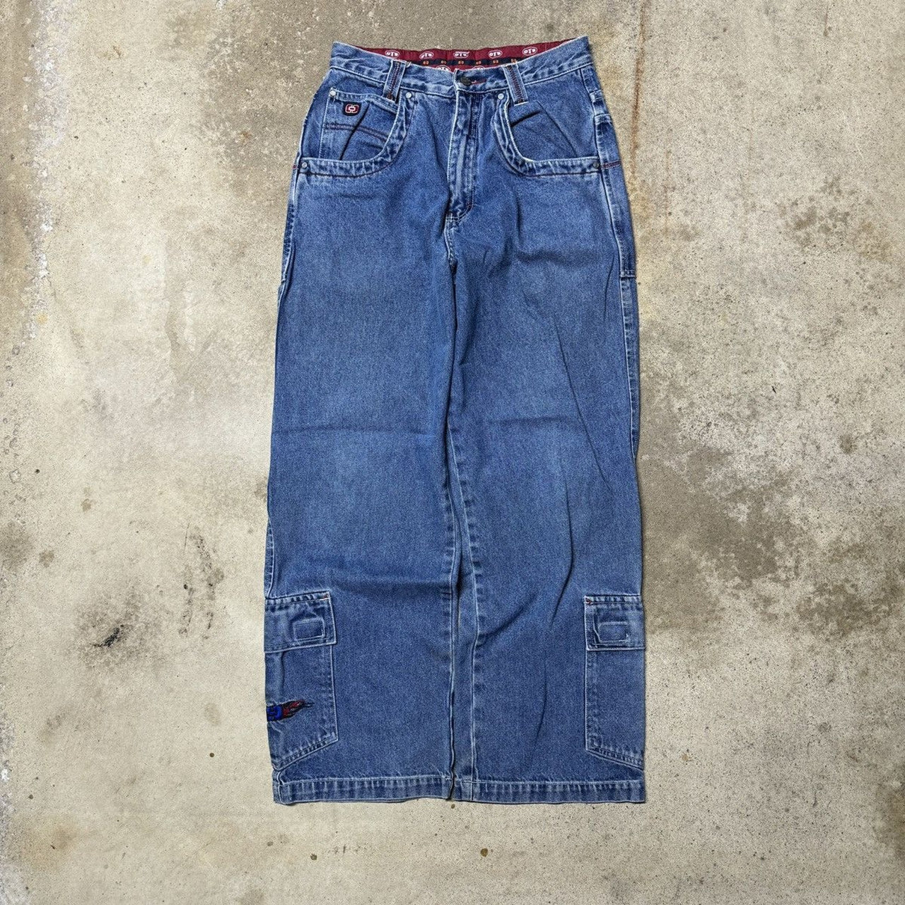 VINTAGE OTB BAGGY WIDE LEG CARGO DENIM SKATER JEANS