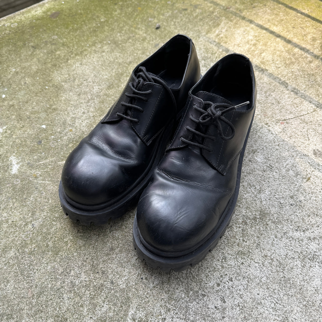 Balenciaga Sergent Derby Black Calf Leather