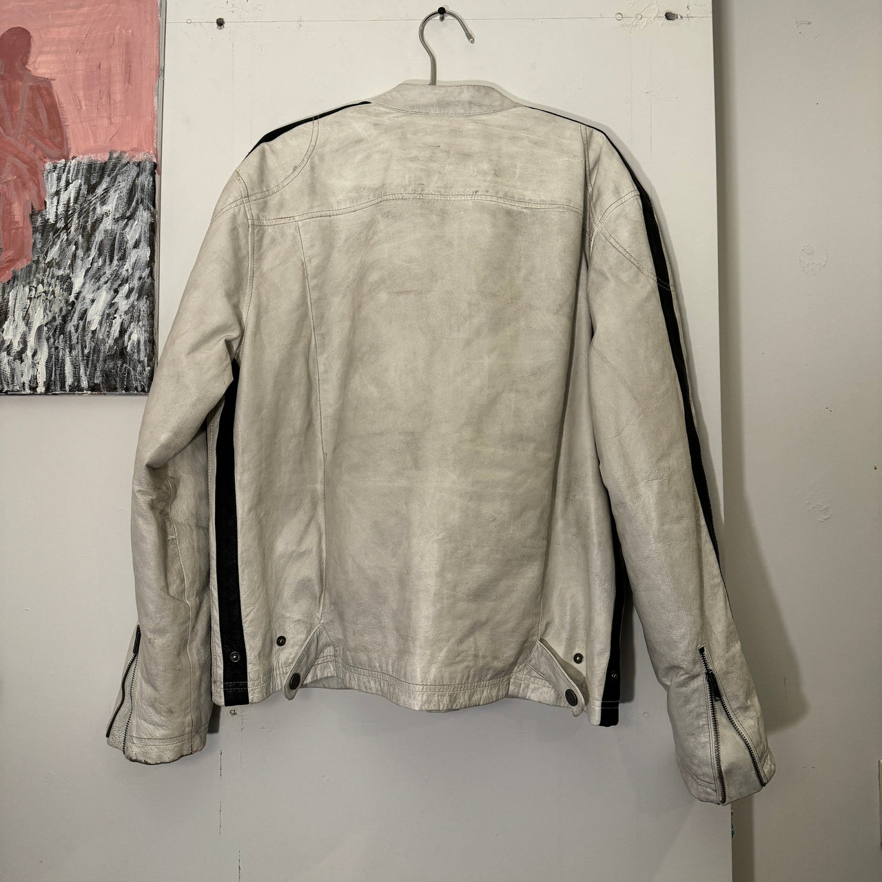 2000s Wilsons Leather White Cafe Racer Jacket