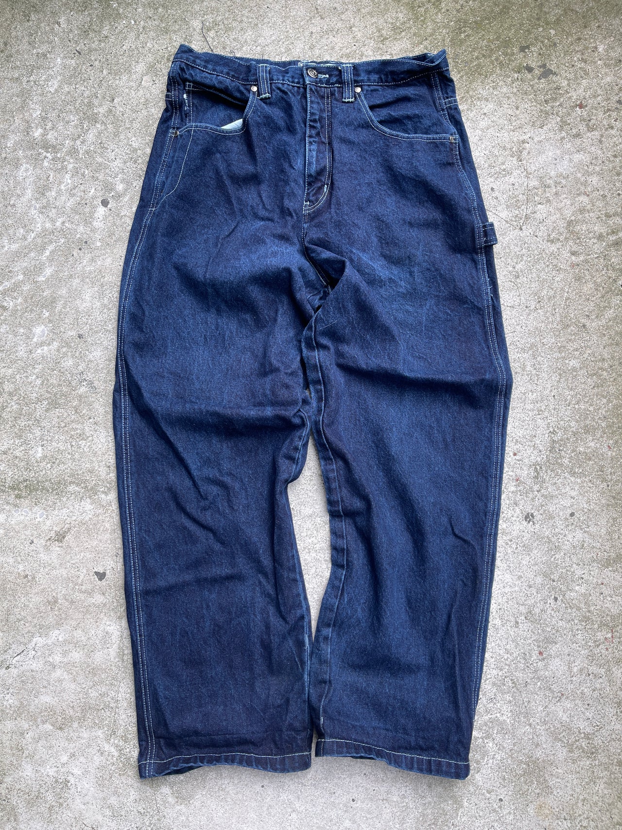 2000s Y2K SOUTHPOLE BAGGY DENIM DARK BLUE SKATER JEANS