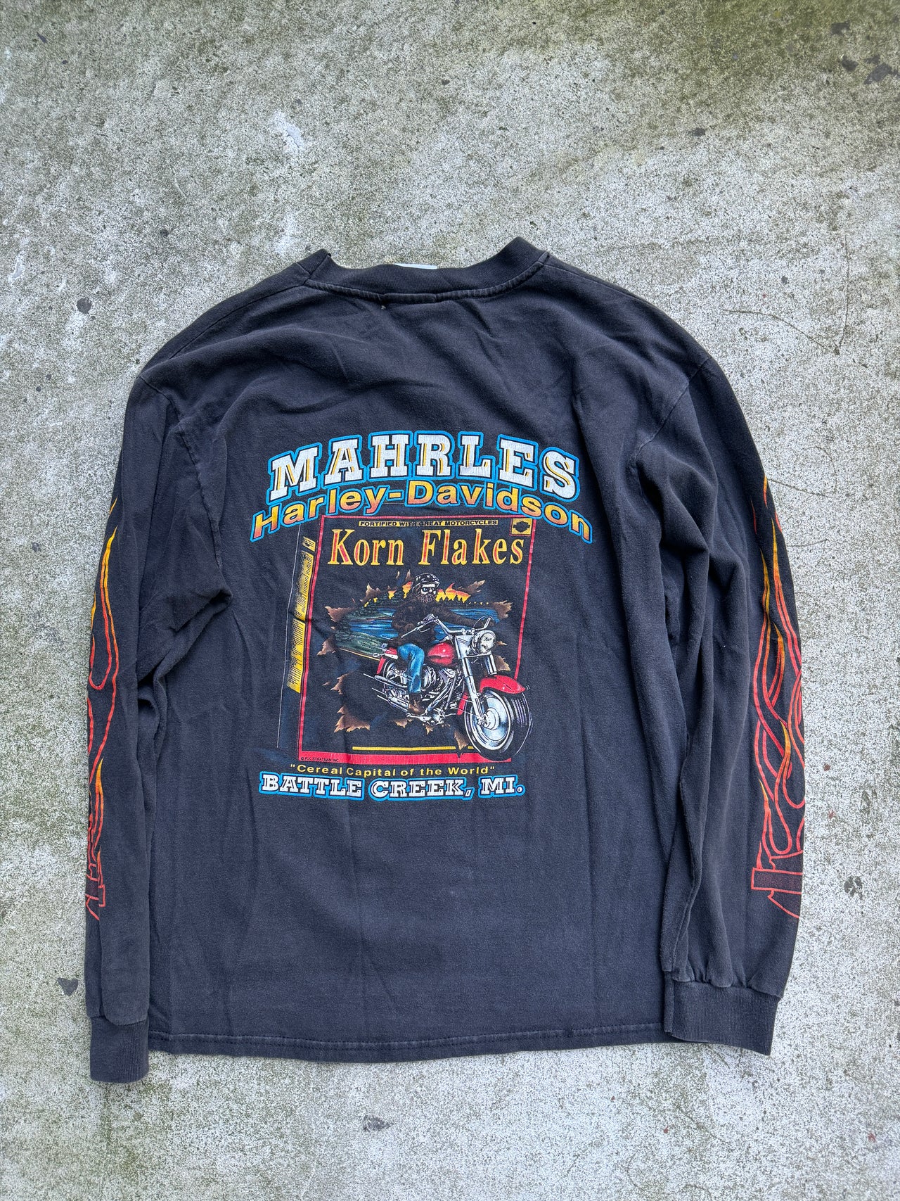 1990年代 ハーレーダビッドソン フレイムロゴ ロングスリーブTシャツ