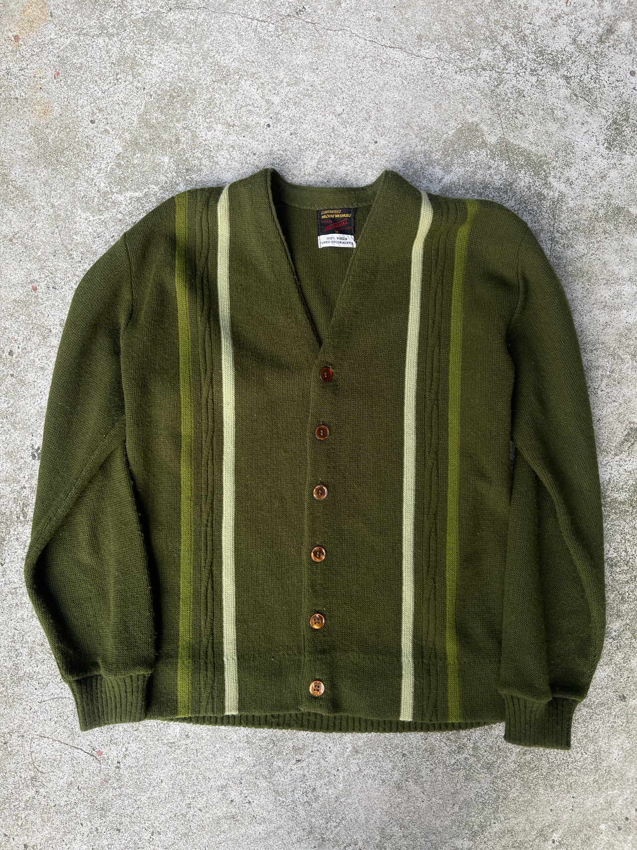 1960S 1970S STRIPED ARCYLIC CARDIGAN SWEATER