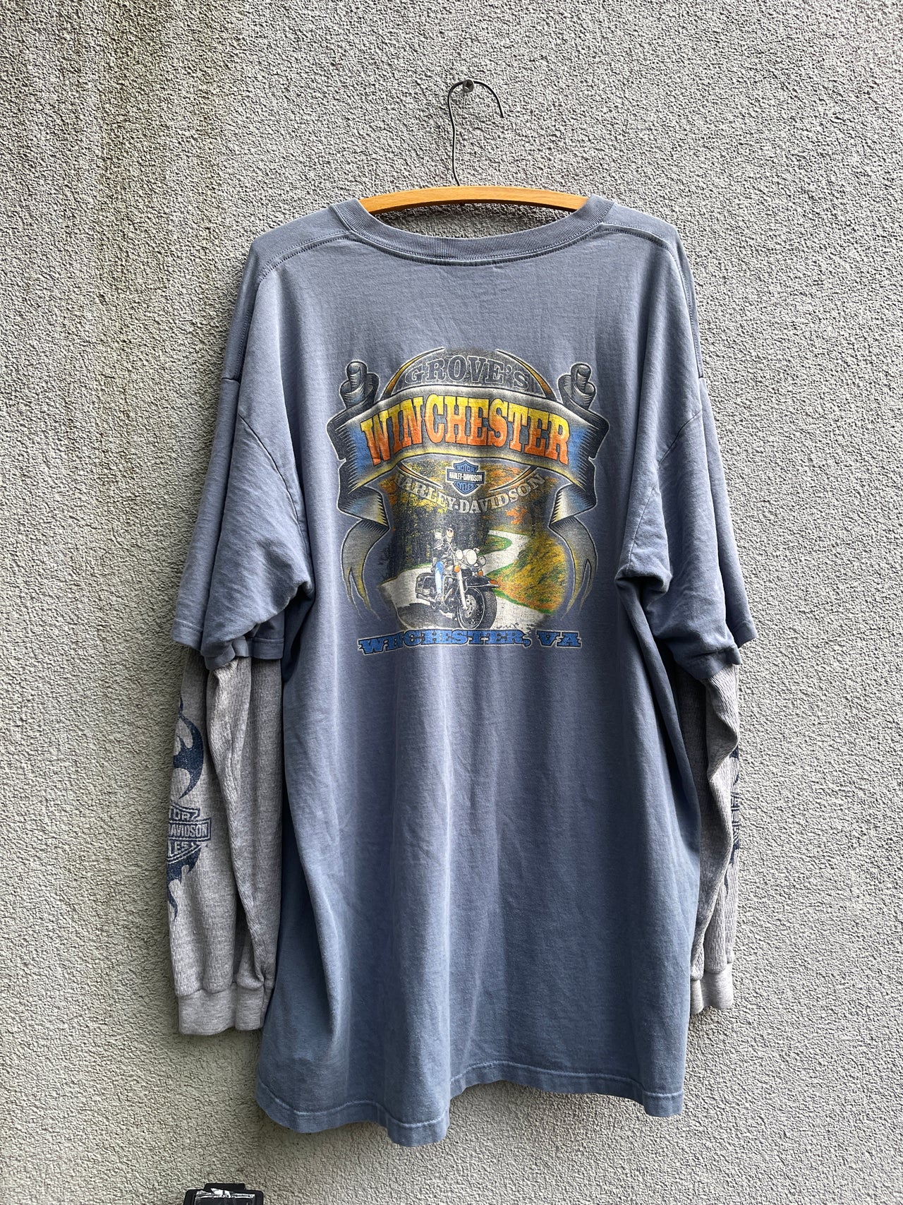 CAMISETA TÉRMICA DE MANGA LARGA CON LOGO AZUL HARLEY DAVIDSON DE LOS AÑOS 2000