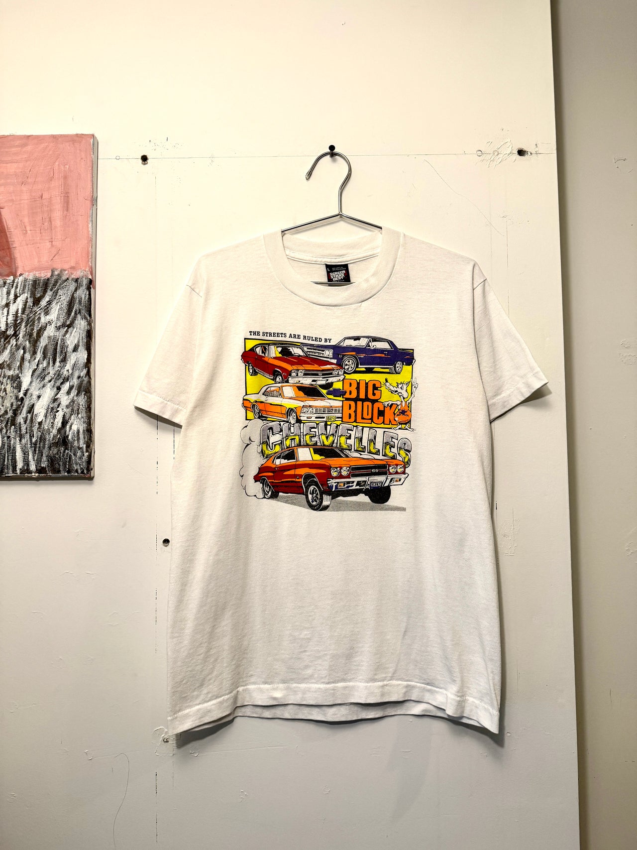 CAMISETA CHEVY CHEVELLES DE BLOQUE GRANDE DE LA DÉCADA DE 1980 CON RATA DE PACK
