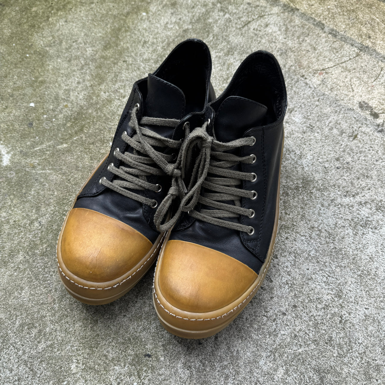 Rick Owens SS18 Dirt Leather Low Ramones Gum