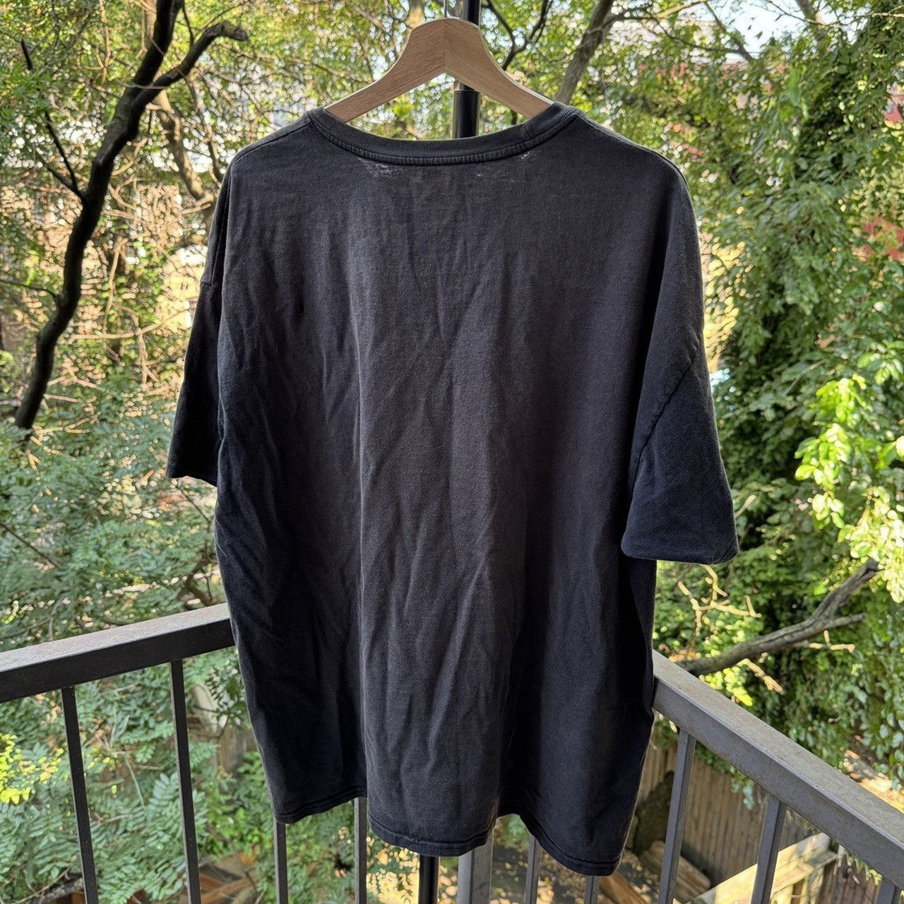 2000s Thrashed Faded Distressed Blank Black Tee