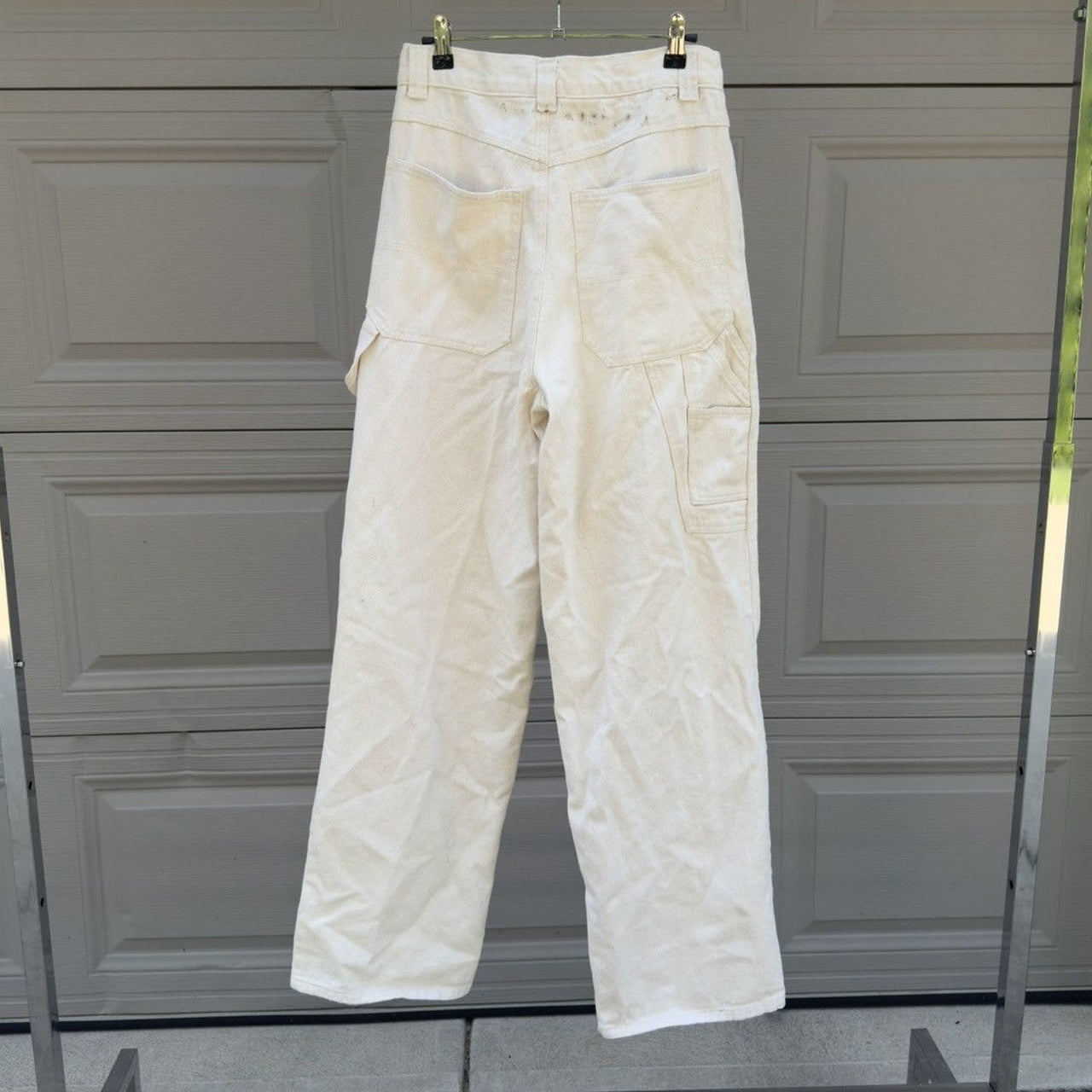1990s Bugle Boy Cream Wide Leg Skater Carpenter Pants