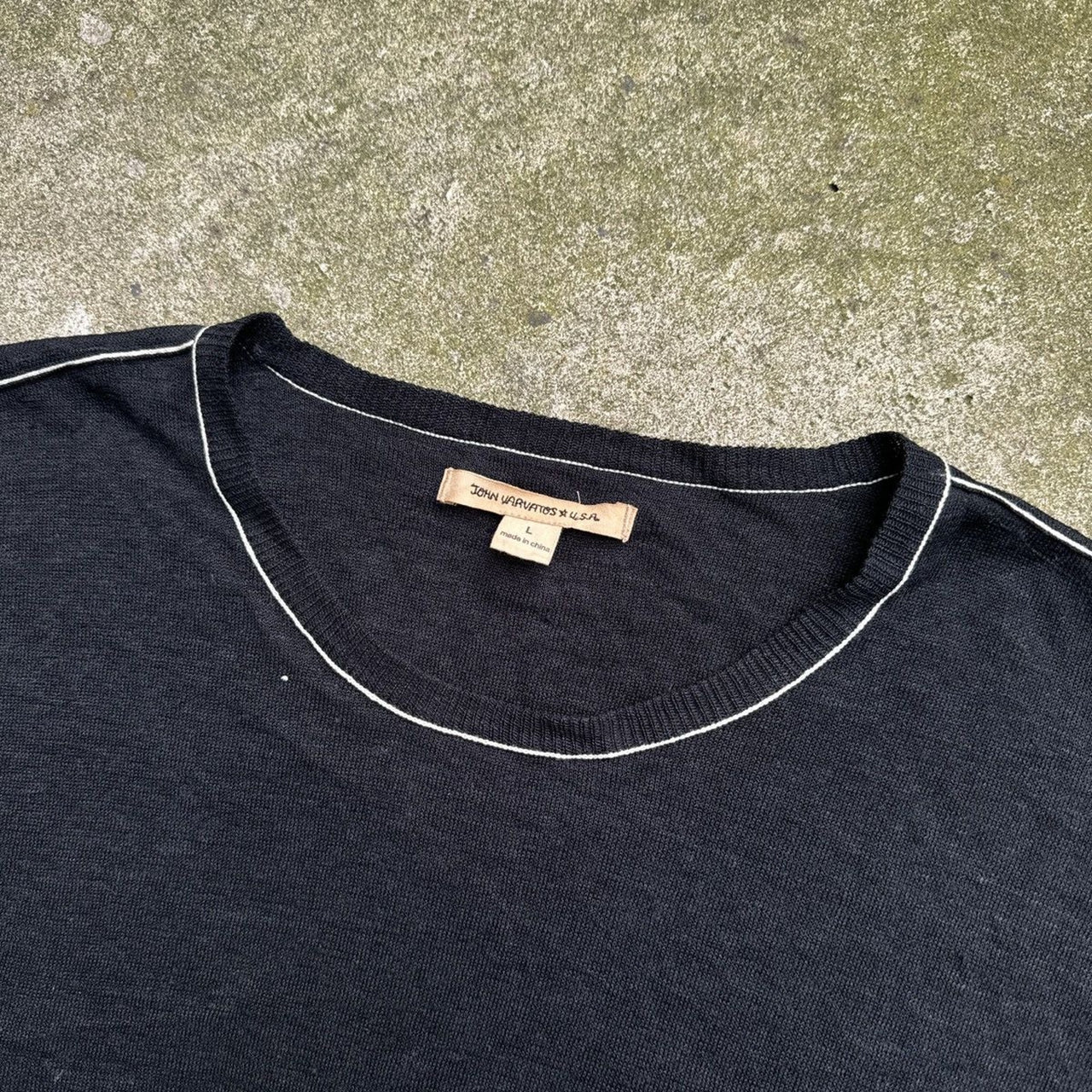 John Varvatos Silk Linen Contrast Stitch Longsleeve